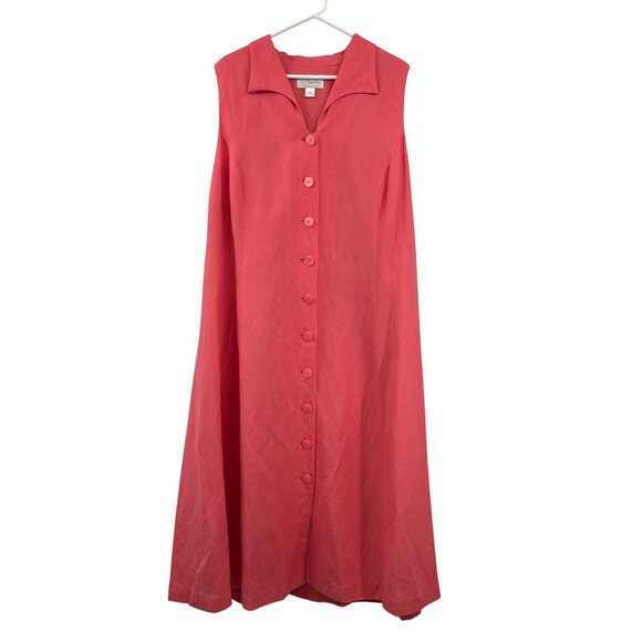CJ Banks Dresses & Skirts - Vintage CJ Banks Linen Blend Midi Dress 20W Pink Button Front Used